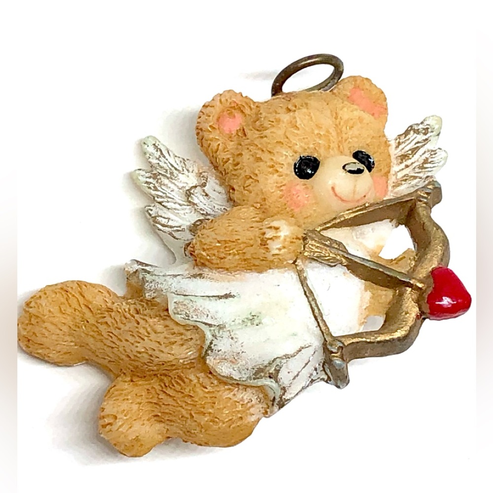 Vintage Angel Cupid Bear with Bow and Arrow Resin Brooch Tac Pin Valentine’s Day